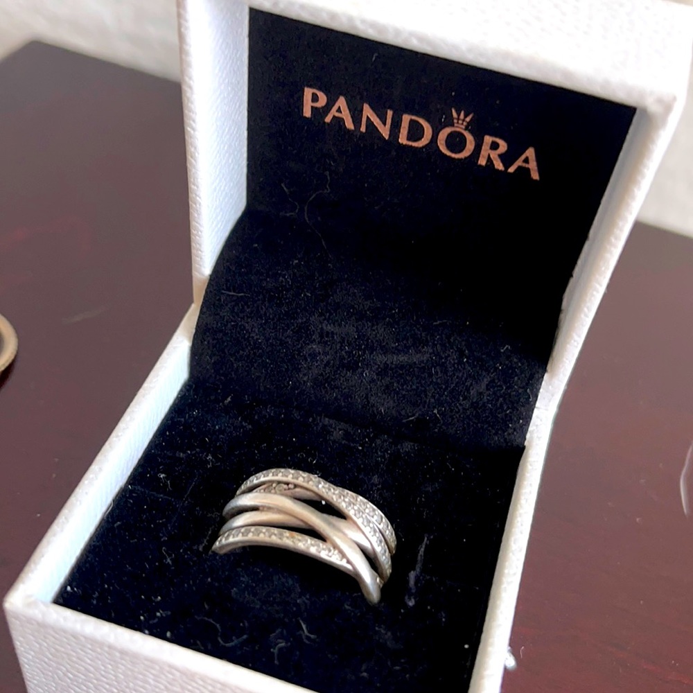 Pandora Sparkling & Polished Lines Ring Size 7.5